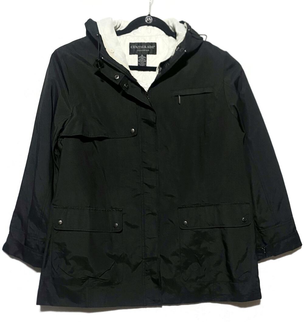 Centigrade Outerwear Women's XL Black Hooded Zip Up Parka Jacket NWT